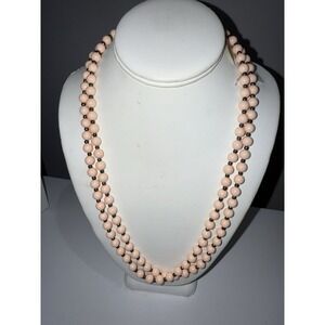 VINTAGE PINK GENUINE LUCITE‎ BEADS DOUBLE STRAND NECKLACE CORONET